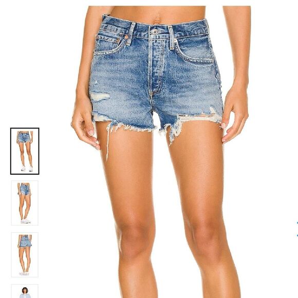 Agolde Parker cut off denim ripped shorts Size‎  27 clutch blue - Picture 1 of 11